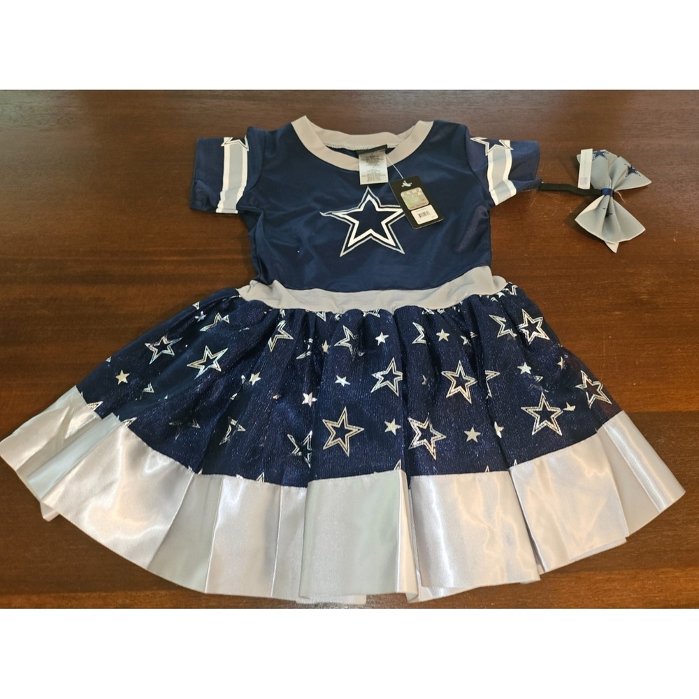 NFL Dallas Cowboys‎ Toddler Girl's Tailgate Tutu Dress Costume W Bow Size 4T